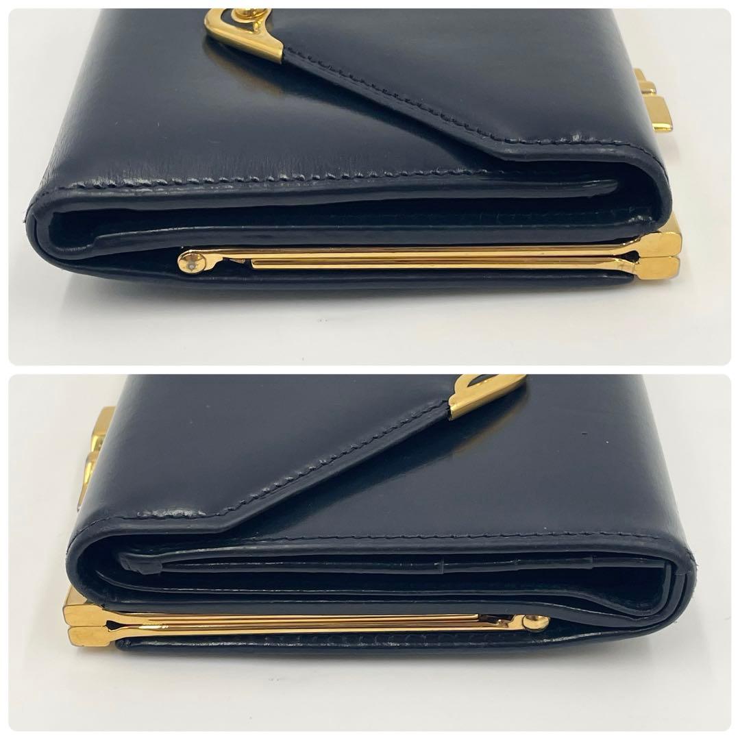 ✨美品✨カルティエ　サファイアライン コンパクト折り財布　ダークネイビー　がま口