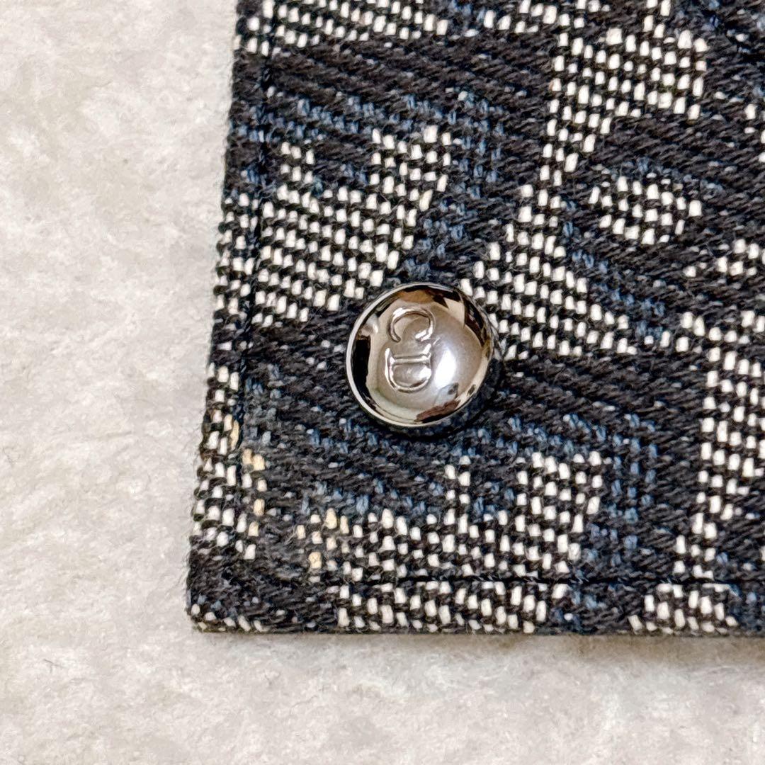 クリスチャン ディオール トロッター柄 二つ折り財布　ネイビー