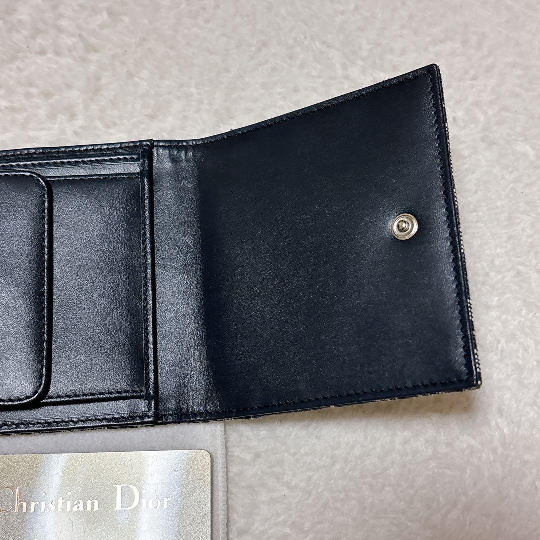 クリスチャン ディオール トロッター柄 二つ折り財布　ネイビー