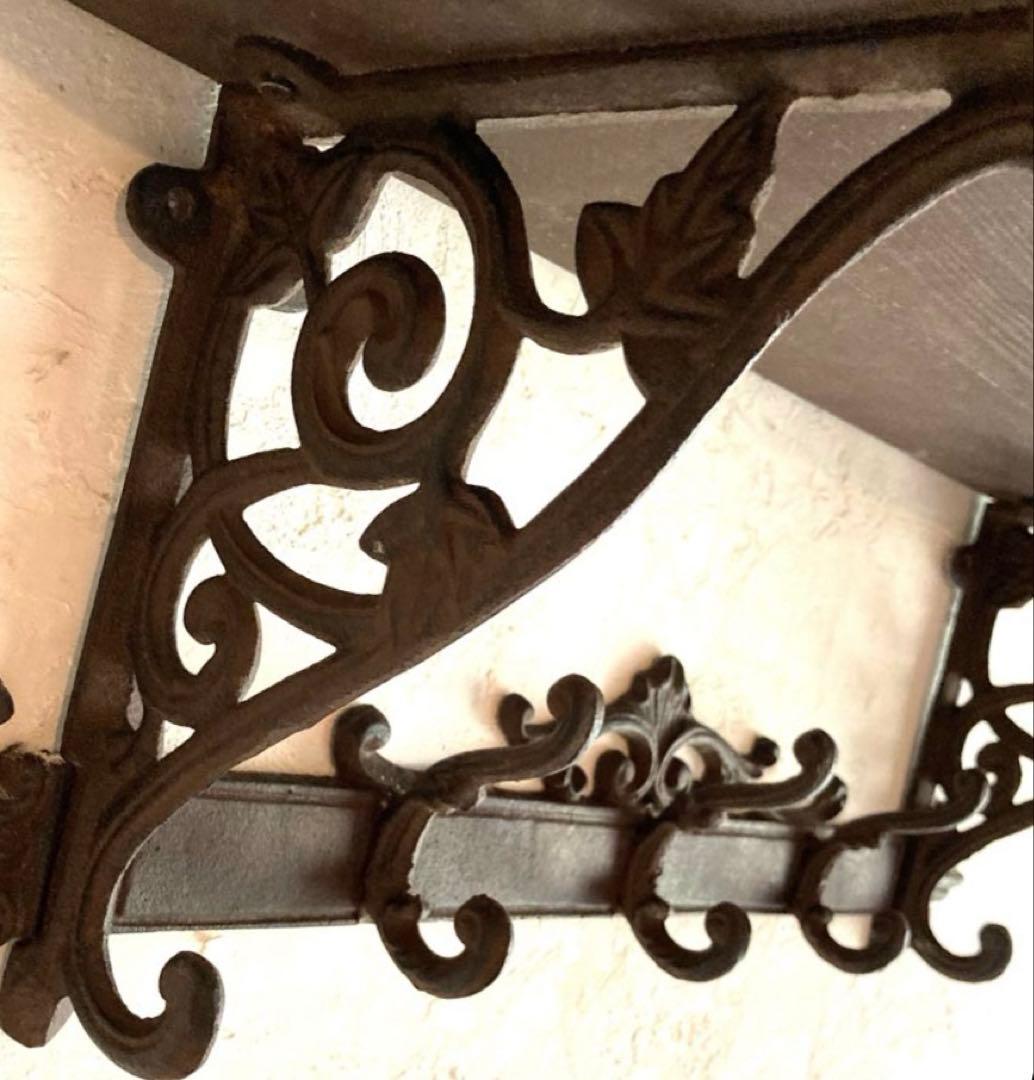 【レア】ヴィンテージ フレンチカントリー　ウォールシェルフ　フック付き