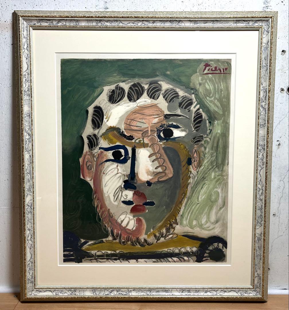 パブロ・ピカソ 顔 リトグラフ ムルロ工房 アンリ・デシャン 真作保証 / 良品