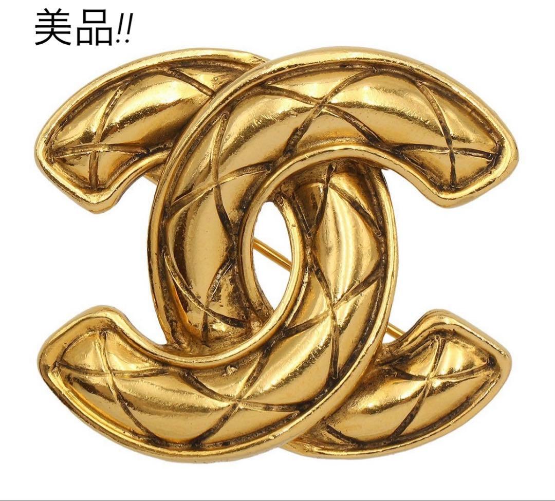 K2845 美品!! シャネル マトラッセ柄 ココマーク ブローチ