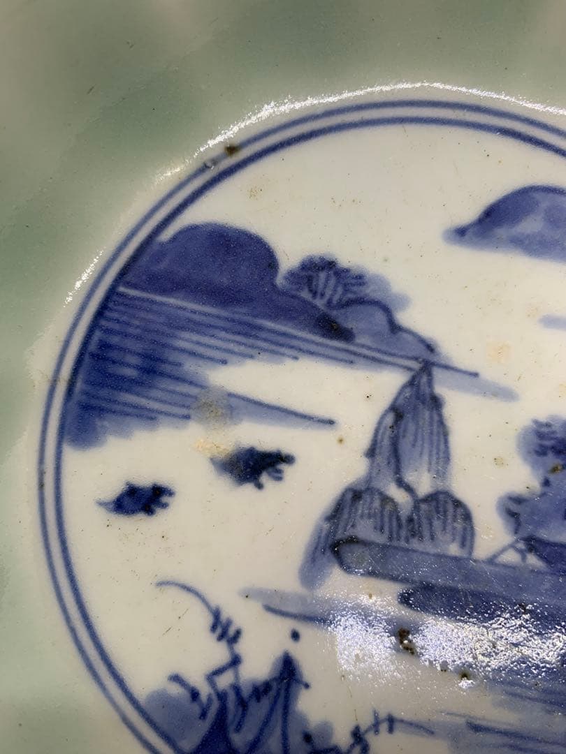 古伊万里青磁の輪花鉢