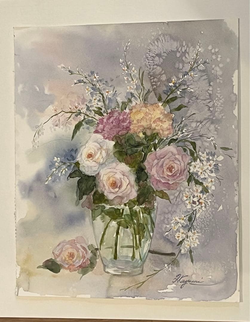 薔薇　水彩画　原画　オーダーイメージお見本