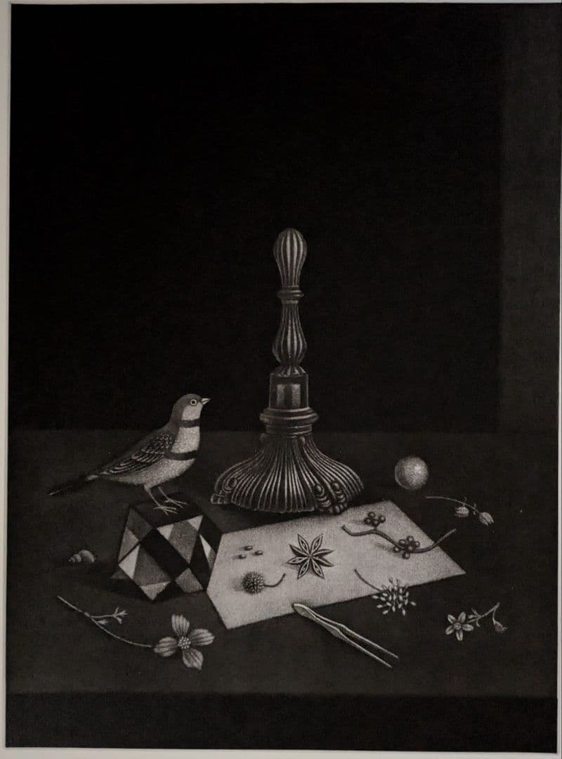 l長谷川潔の500部限定作品　「飼いならされた小鳥、花と種」真作保証