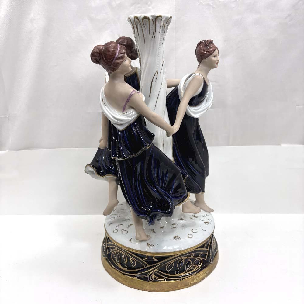 ロイヤル・ダックス・ボヘミア 三美神 大型フィギュリン41cm 花瓶 D刻印