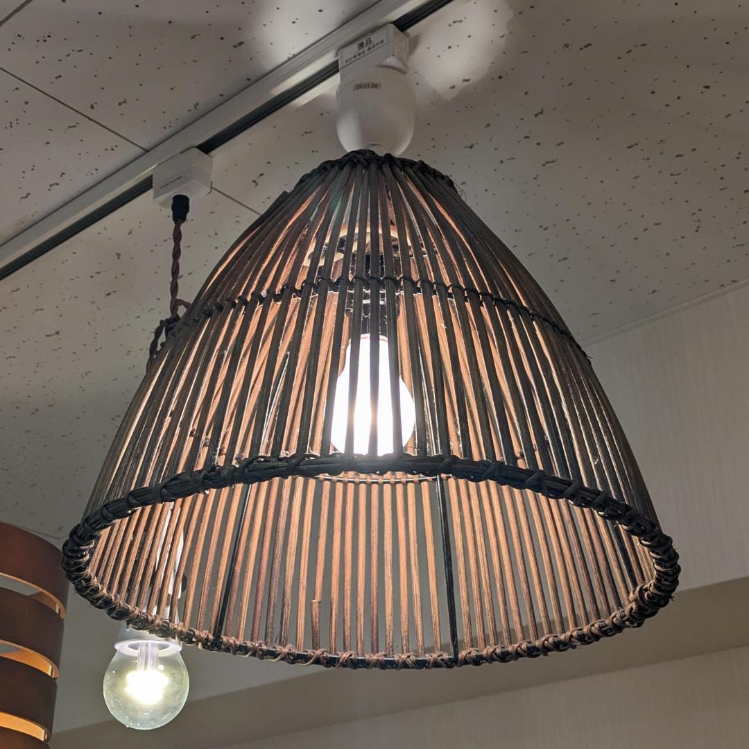 【廃盤希少】 東京メタル工業 ペンダントライト 照明 ラタン 籐 茶 ペンダント