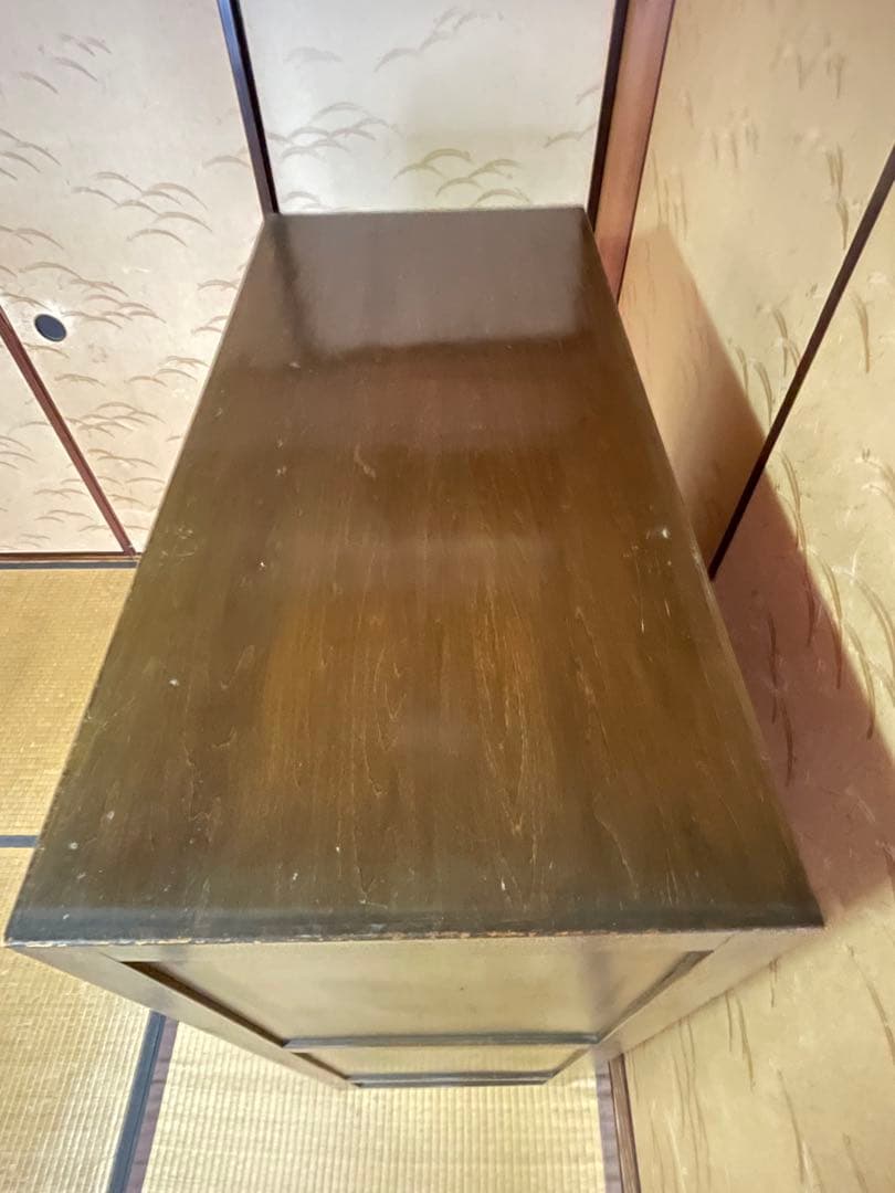 little meさん専用木製 箪笥 7段引出し ガラス扉付鍵付き 昭和レトロ