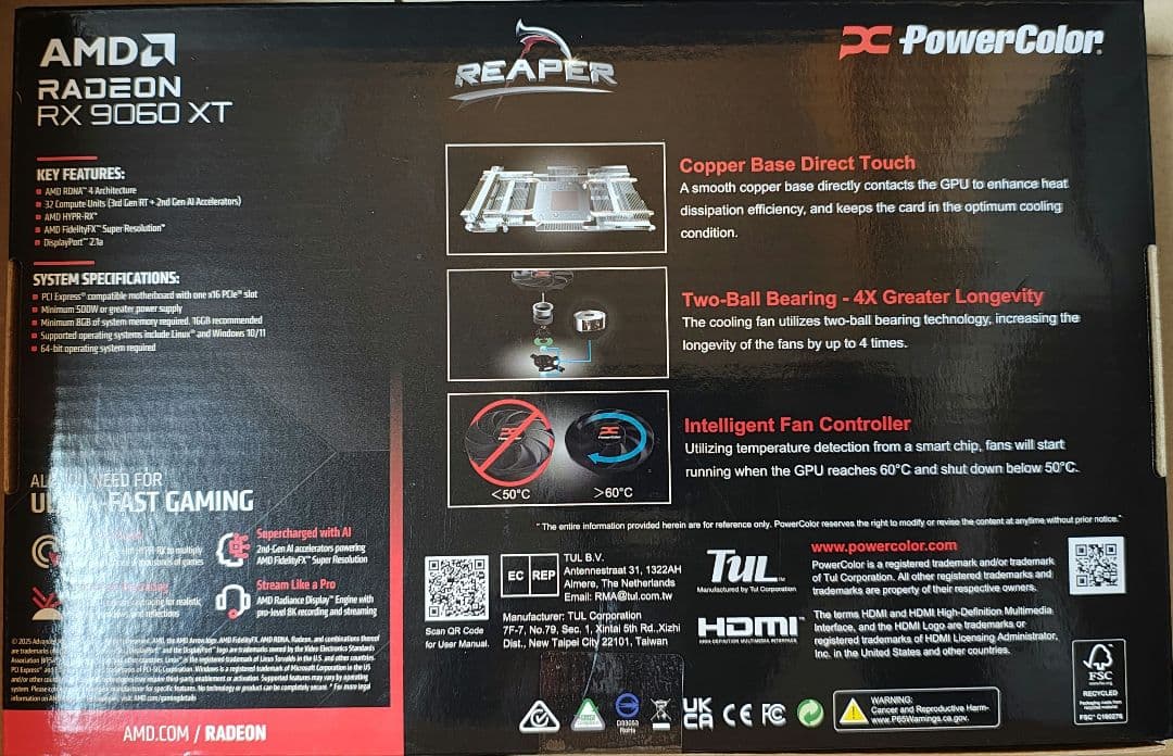 グラフィックボード・グラボ・ビデオカード PowerColor Radeon RX 9060 XT 16GB Reaper
