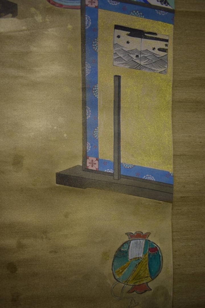 模写/鏑木清方/紫式部/画賛/盆栽/人物図/布袋屋掛軸HJ-31