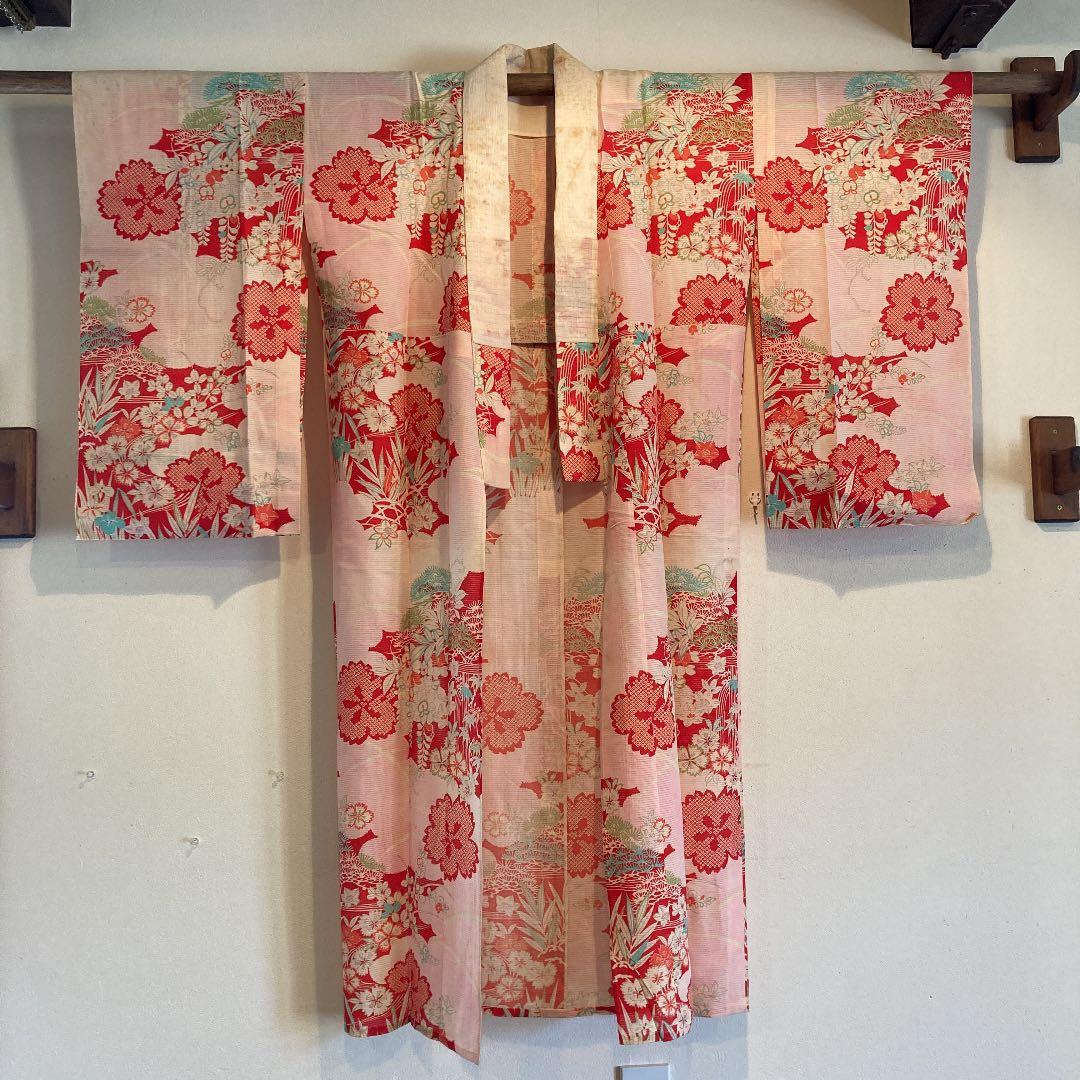 アンティーク　正絹　絽縮緬　襦袢　中振袖