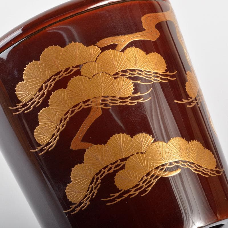 茶道具　山中塗　道場宗廣作　老松蒔絵　末広棗　共箱　V　R6875