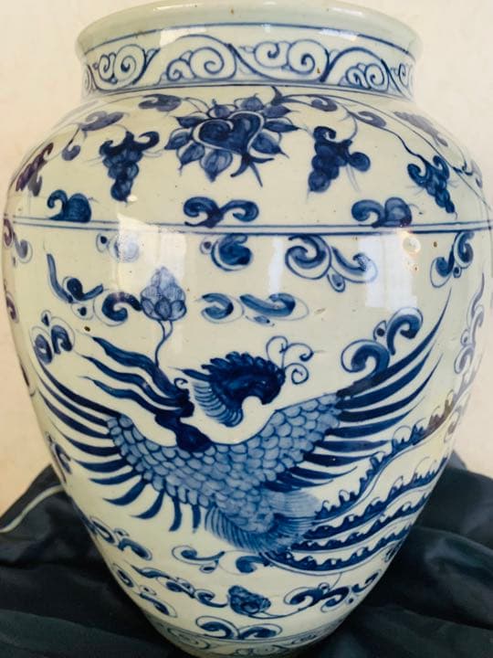 中国明時代染付(青花)大壺