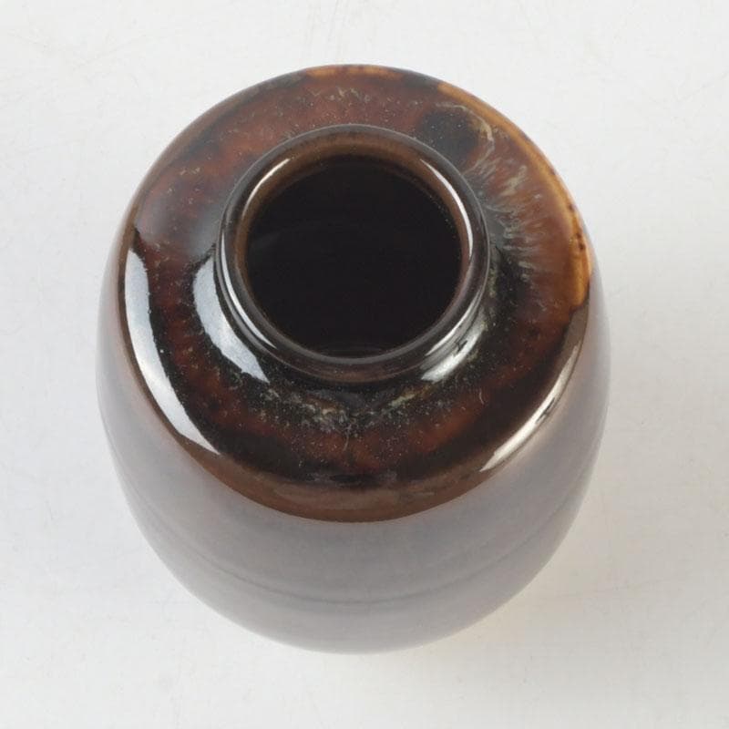 茶道具　京焼　桶谷定一作　肩衝茶入　仕覆付　共箱　V　9666