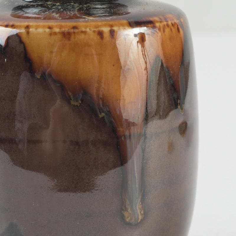 茶道具　京焼　桶谷定一作　肩衝茶入　仕覆付　共箱　V　9666