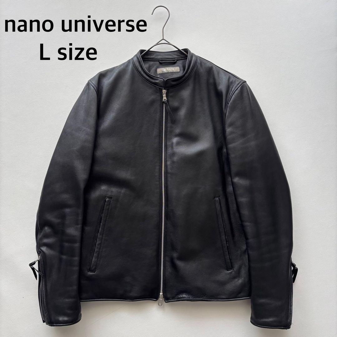 01992 ナノユニバース　シングルライダースジャケット　ラムレザー　メンズ　L