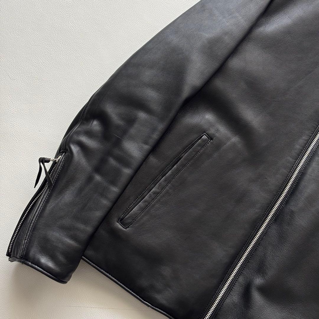 01992 ナノユニバース　シングルライダースジャケット　ラムレザー　メンズ　L