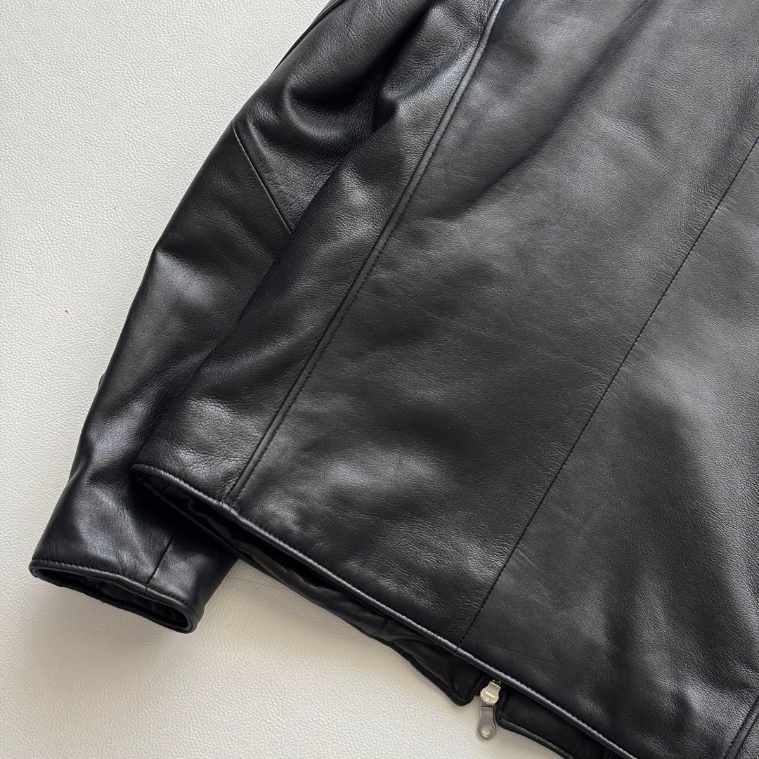 01992 ナノユニバース　シングルライダースジャケット　ラムレザー　メンズ　L