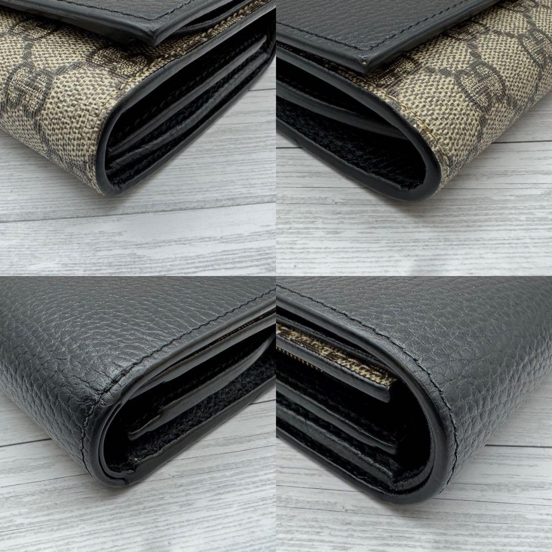 【極美品】GUCCI 二つ折り財布 GG柄 スプリーム マーモント ブラック