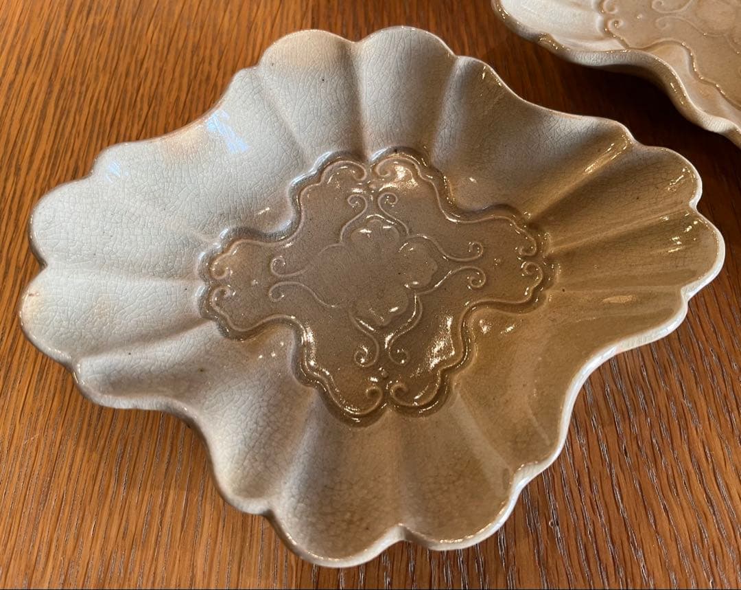 古瀬戸 御深井焼 菊皿 輪花皿 【5客】