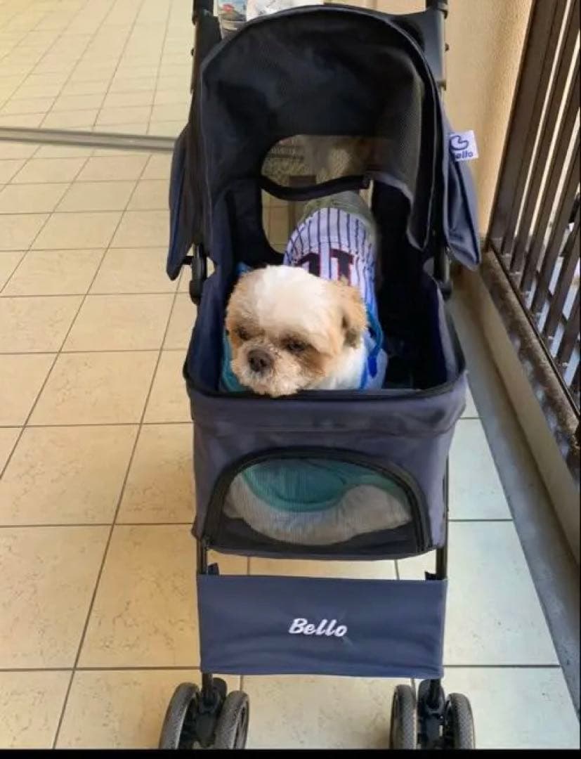 Bello 折りたたみ式犬用カート ネイビー 中型犬用