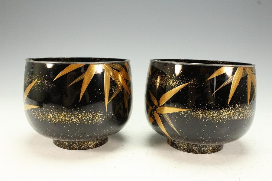 極上 双雀蒔絵 椀 一対 明治(K-A838)