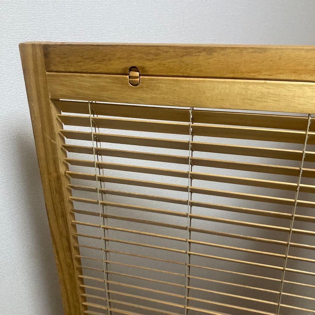 パーテーション　3連　木製　ブラインド機能付き　和風　目隠し