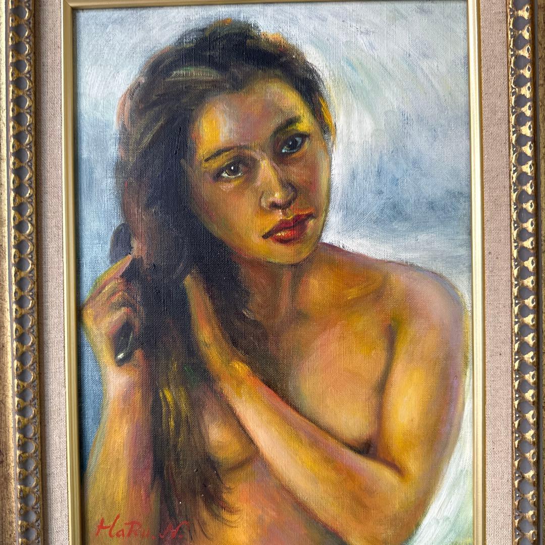 裸婦画　女性　肉筆　油彩　絵画　美術品　インテリア　人物画