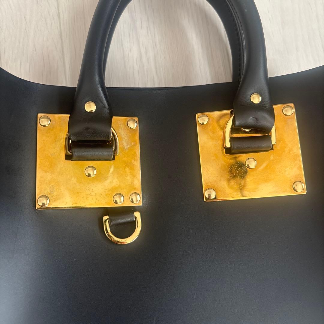 SOPHIE HULME 黒 レザーハンドバッグ ストラップ付き