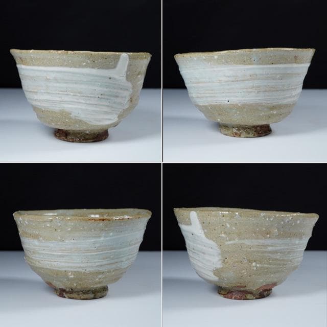 岸本謙仁　刷毛目茶碗　共箱　茶道具　鑑賞陶器　抹茶碗