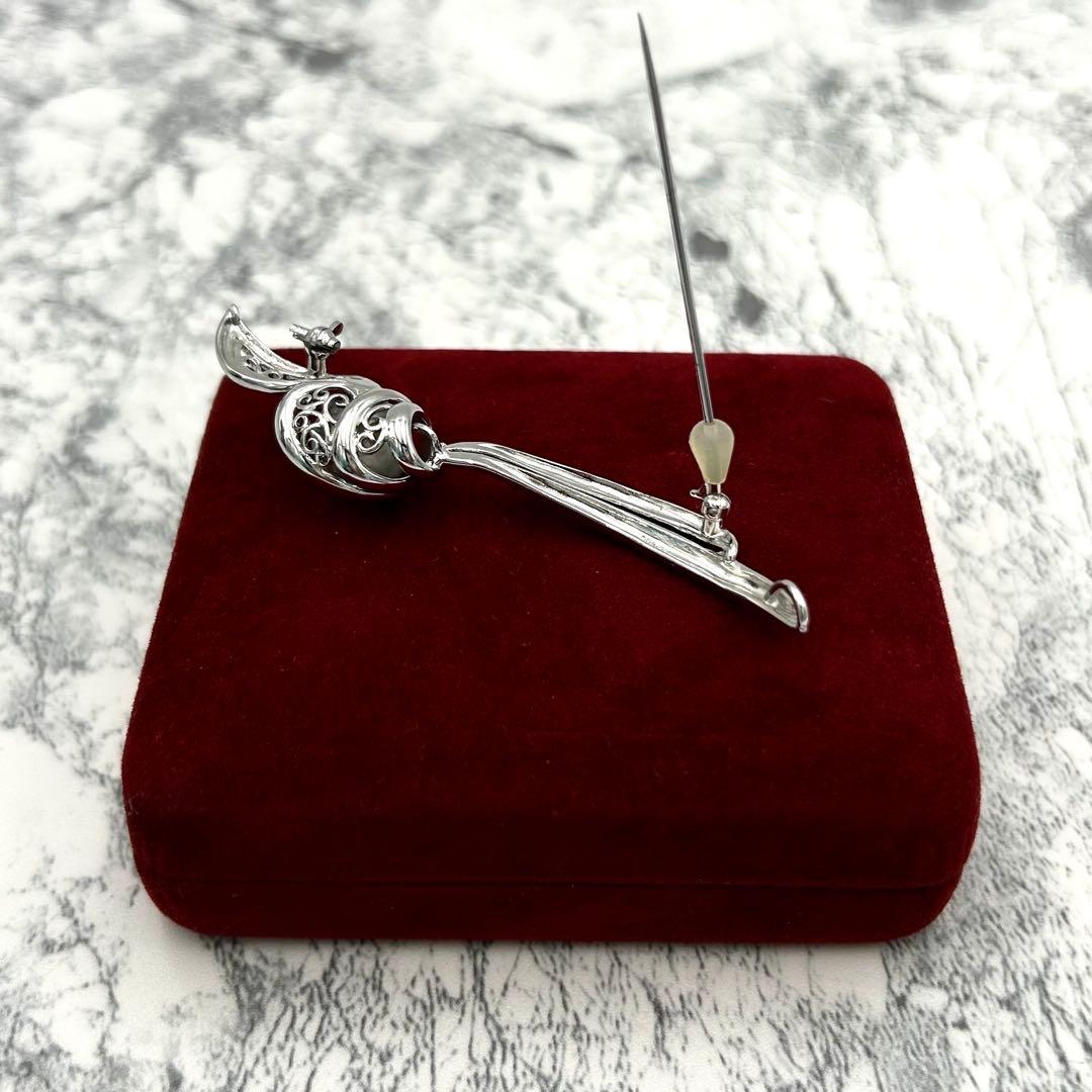 極美品✨ 本真珠　大粒パール 10.8mm ブローチ　シルバー