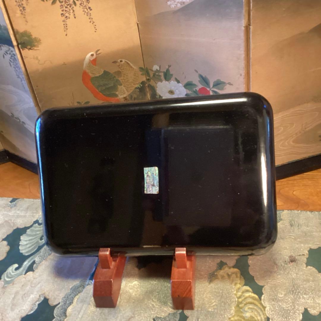 A1039 木製輪島塗　富士山　蒔絵　角盆　1枚