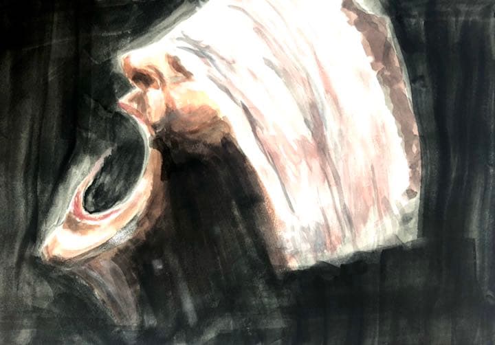 水彩画　タイトル「希望または、絶望50センチ✖️30センチです。