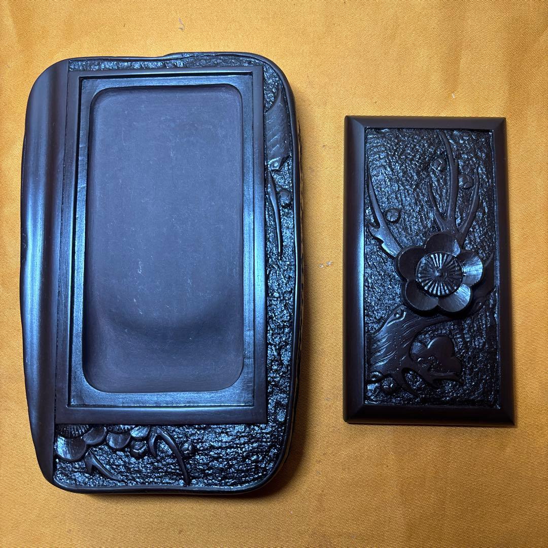 柳硯堂 赤間硯　美品　柳猛作 共蓋付き　共箱