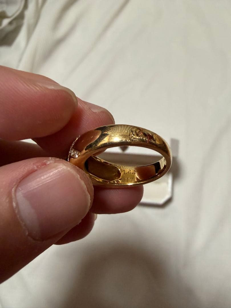 緑色の石 リング　K18