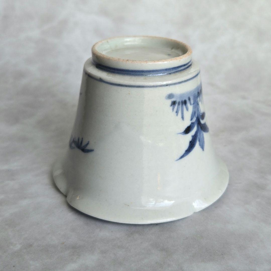 古伊万里　染付輪花向付　江戸時代　猪口　覗き　金直し　金継ぎ　アンティーク