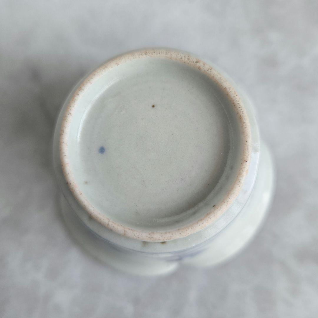 古伊万里　染付輪花向付　江戸時代　猪口　覗き　金直し　金継ぎ　アンティーク