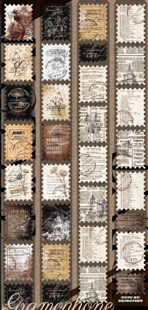 PET 时光印记邮票4cm×5m ダイカット 海外マスキングテープ　スタンプ