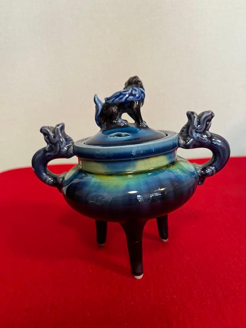 人間国宝 柳雨軒 三代 徳田八十吉(正彦銘) 彩釉 香炉 管理T294