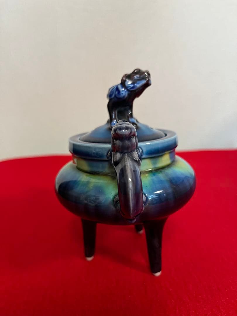 人間国宝 柳雨軒 三代 徳田八十吉(正彦銘) 彩釉 香炉 管理T294