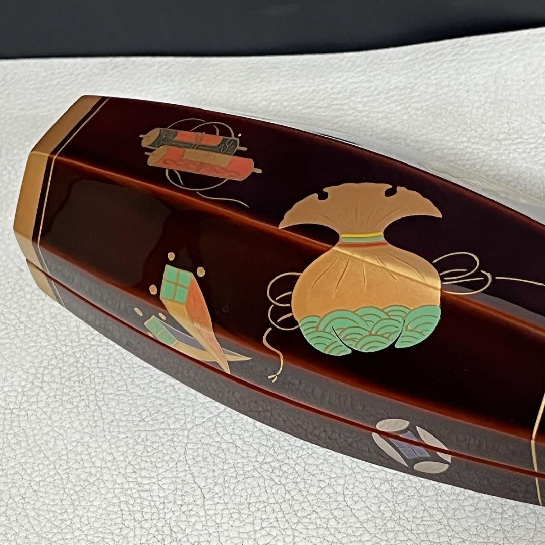 中村宗悦 溜塗 宝尽 蒔絵 ぶりぶり香合 共箱 香合 茶道具 【k3474】