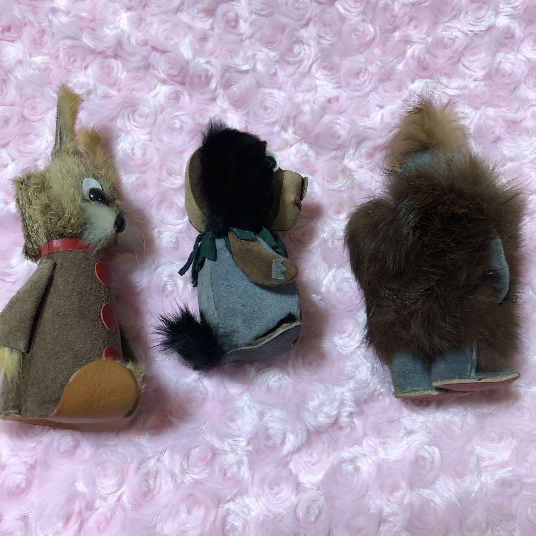 ☆希少☆１点もの☆アンティーク毛皮ぬいぐるみ３体セット