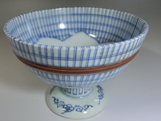 杯洗■染付十草紋盃洗 酒器 杯洗い 鉢 唐草 古美術 時代物 骨董品■