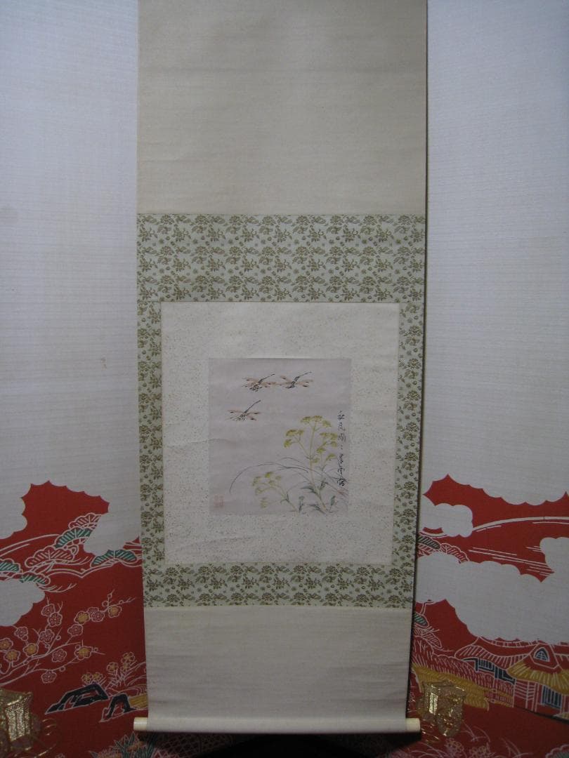 真作保証【秋風嫋〃の図】小室翠雲　共箱　秋の七草おみなえし