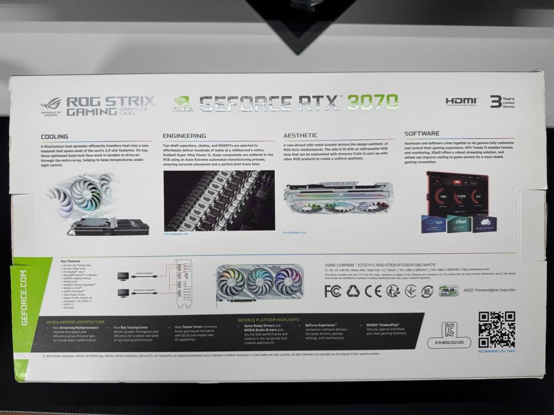 グラフィックボード・グラボ・ビデオカード ROG STRIX RTX3070 White Edition OC 8GB