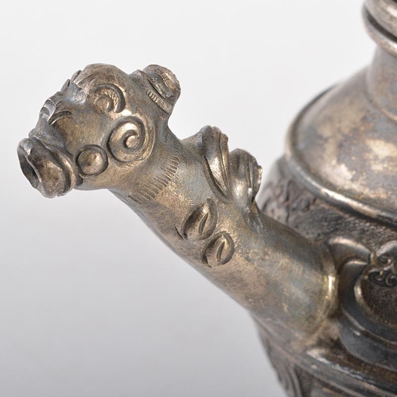 中国　白銅　饕餮文　神獣摘　水注　水滴　V　R7117