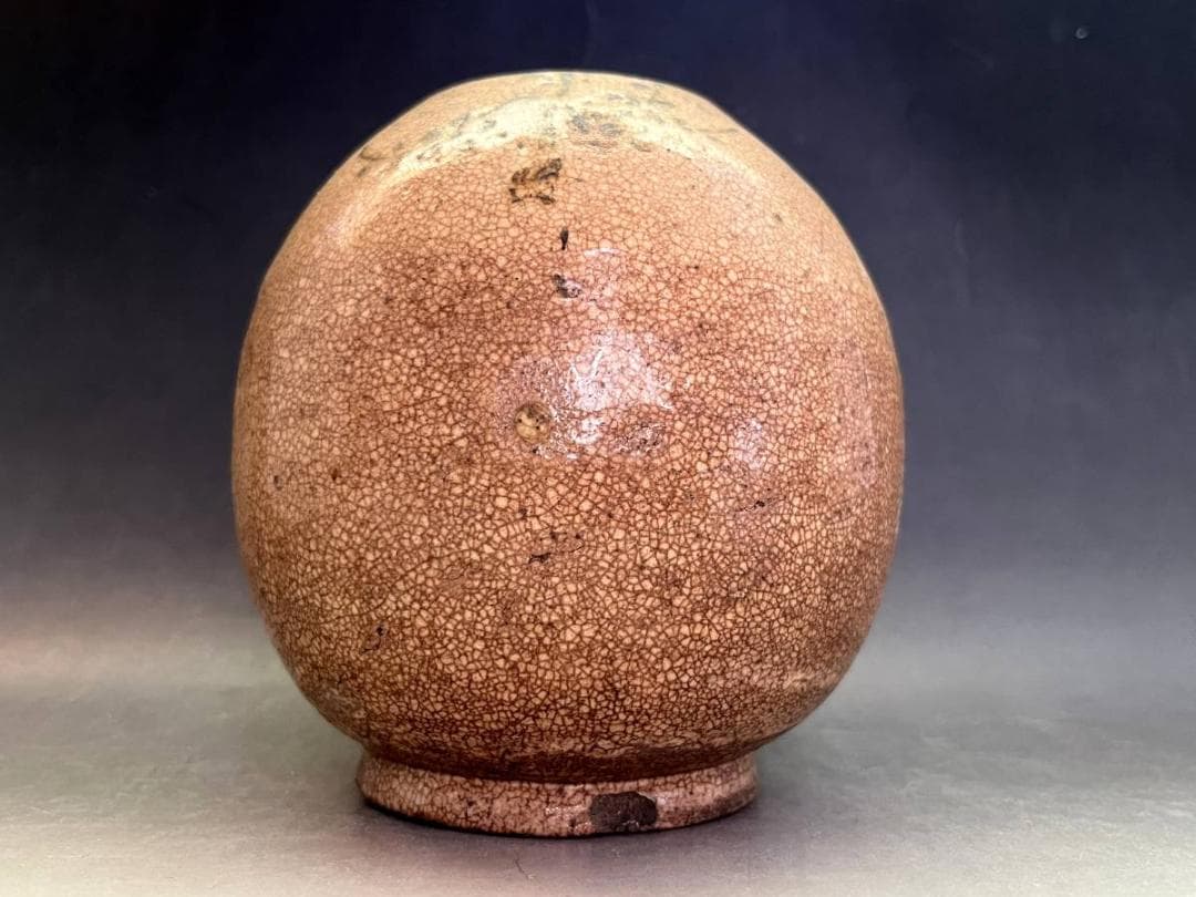 壷■古萩貫入花唐草紋丸壺（江戸期）時代物 古い花瓶 花器 古美術 骨董品■