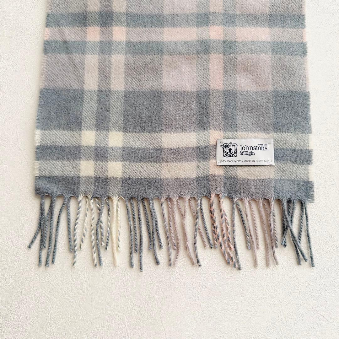 Johnstons of Elgin カシミヤ100% チェックマフラー 英国製
