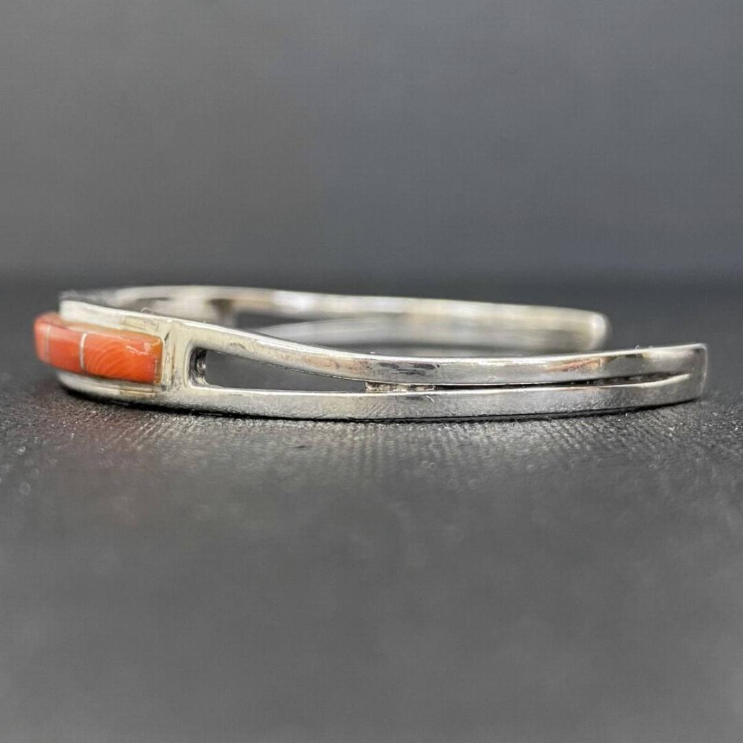 SAAD PREMIUM シルバー 925 コーラル 赤珊瑚 インレイバングル