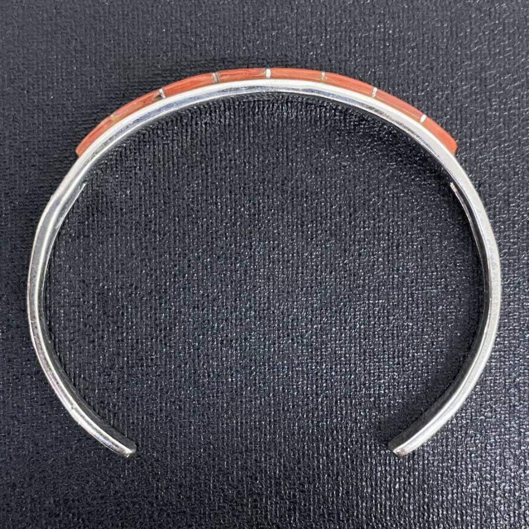 SAAD PREMIUM シルバー 925 コーラル 赤珊瑚 インレイバングル